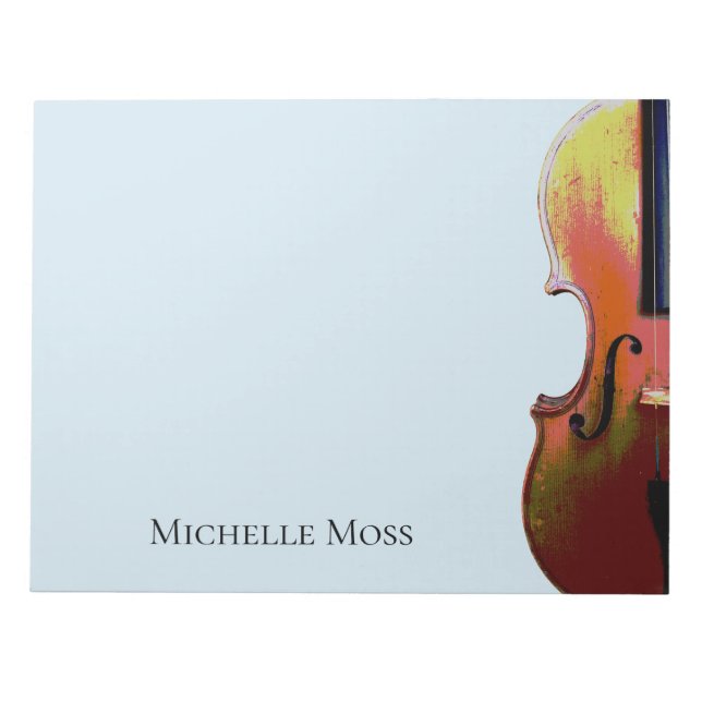 Musical Instrument Violin Personalised Blue  Notepad (Front)