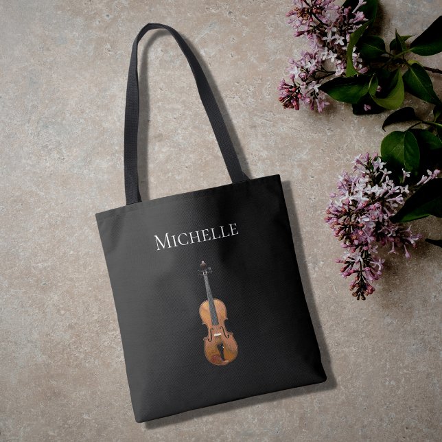 Musical Instrument Violin Simple Black  Tote Bag (Creator Uploaded)