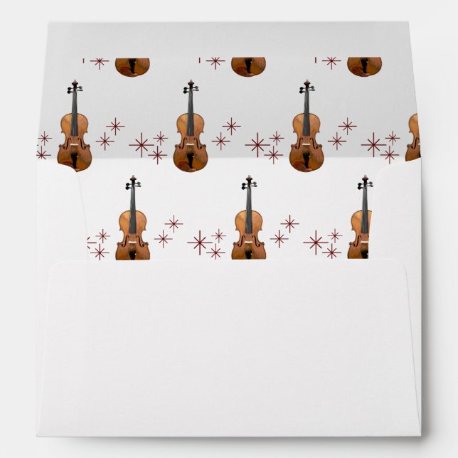 Musical Instrument Violin Snowflakes Christmas Envelope (Back (Bottom))