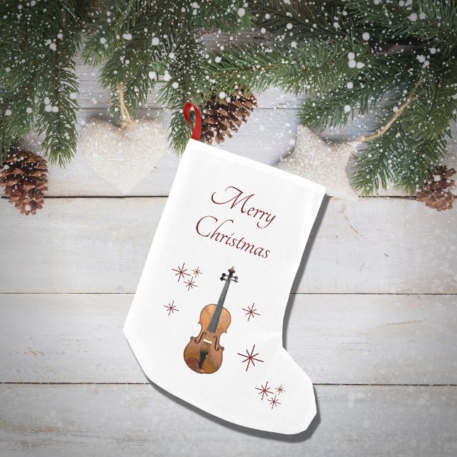 Musical Instrument Violin Snowflakes Christmas Small Christmas Stocking (Creator Uploaded)