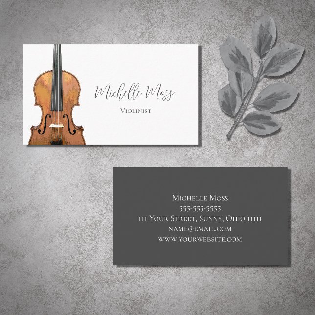 Musical Instrument Violin Violinist Elegant Business Card (Creator Uploaded)