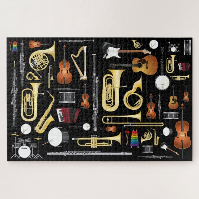 Musical Instruments Collage Musician Gift Jigsaw Puzzle (Horizontal)