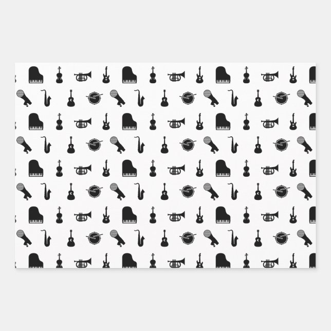Musical Instruments CUSTOM BACKGROUND COLOR Wrapping Paper Sheet (Front)