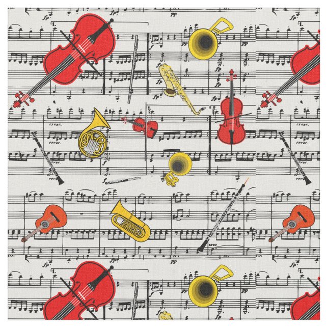 Musical Instruments Fabric (Close Up)
