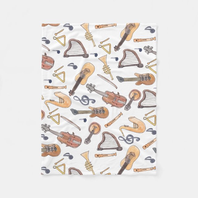 Musical Instruments Fleece Blanket (Front)