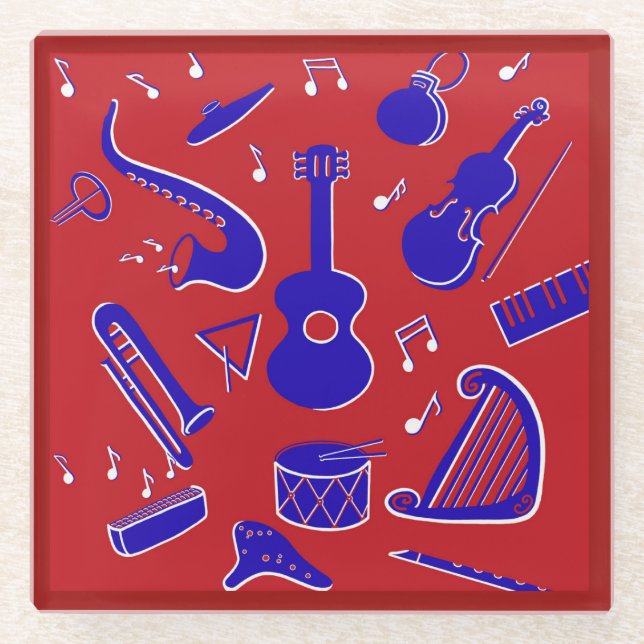 Musical Instruments Glass Coaster (Front)