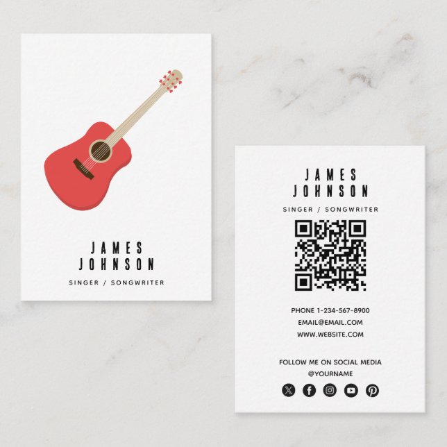 Musical Instruments Music Guitar Singer Musician Business Card (Front/Back)