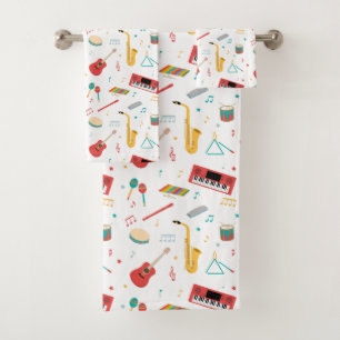 Musical Instruments Music Theme Kids Bath Towel Set