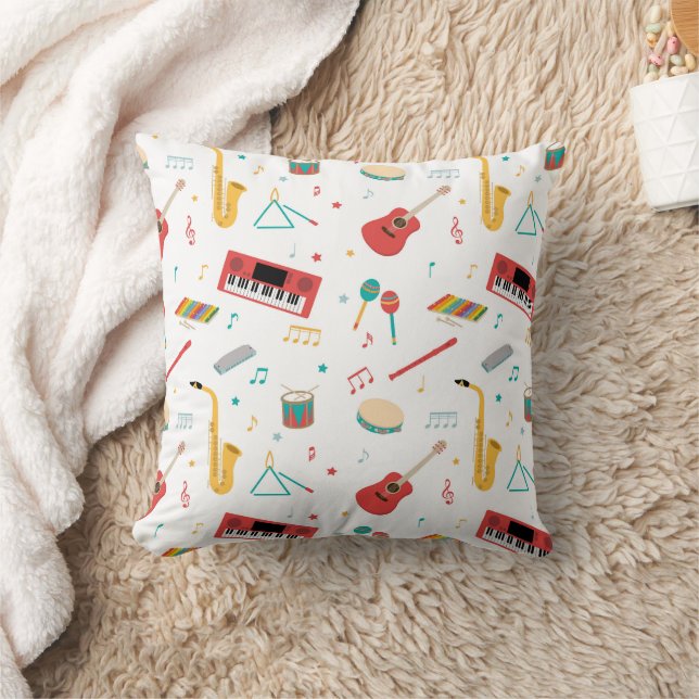Musical Instruments Music Theme Pattern Cushion (Blanket)