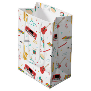 Musical Instruments Music Theme Pattern Medium Gift Bag