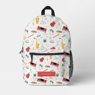 Musical Instruments Music Theme Pattern School Printed Backpack