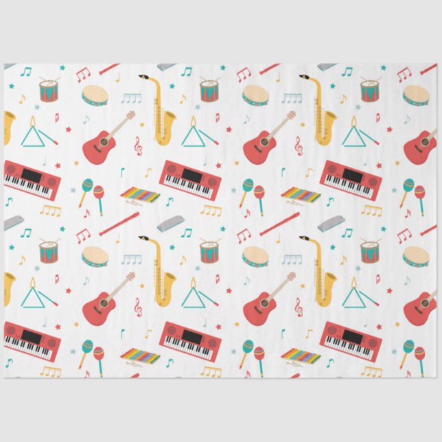 Musical Instruments Music Theme Pattern Tissue Paper (Front)