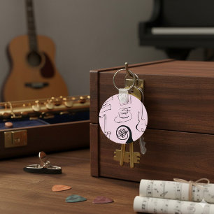 Musical Instruments On Pink Keychain