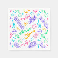 Musical Instruments Paper Napkins, Music Party