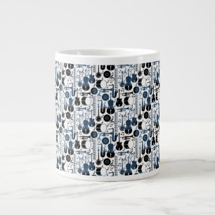 Musical instruments pattern design 2 tones large coffee mug
