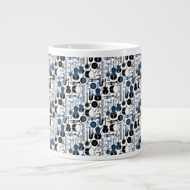 Musical instruments pattern design 2 tones large coffee mug (Front)