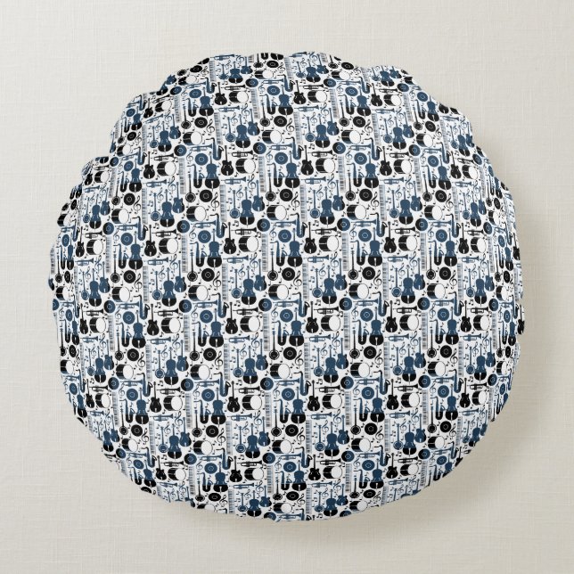 Musical instruments pattern design 2 tones  round cushion (Front)