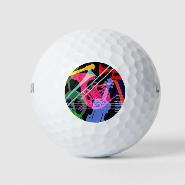Musical Instruments Pop Art Design Golf Balls (Front)