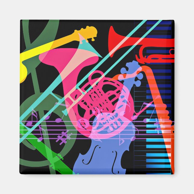 Musical Instruments Pop Art Design Magnet (Front)