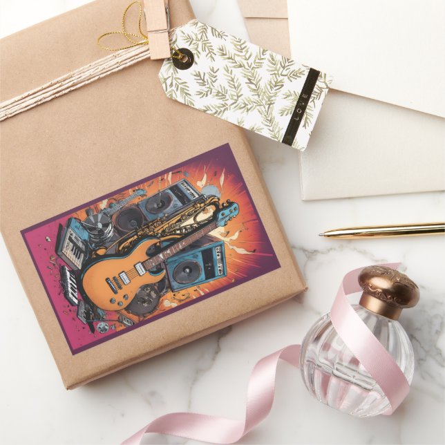 Musical Instruments Rectangular Sticker (Gifting)