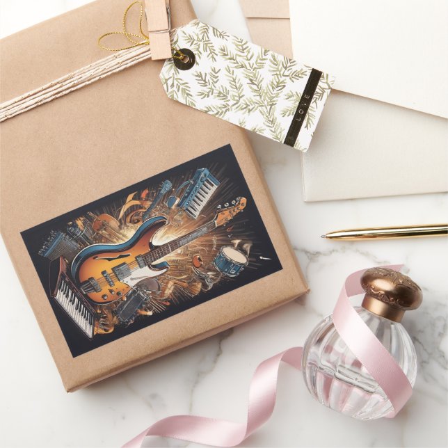 Musical Instruments Rectangular Sticker (Gifting)