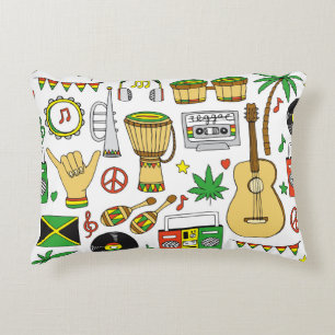 Musical Instruments: Reggae Seamless Background Decorative Cushion