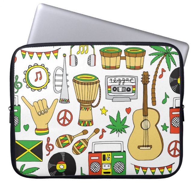 Musical Instruments: Reggae Seamless Background Laptop Sleeve (Front)