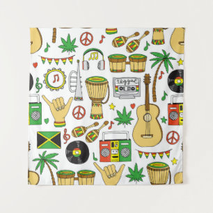 Musical Instruments: Reggae Seamless Background Tapestry