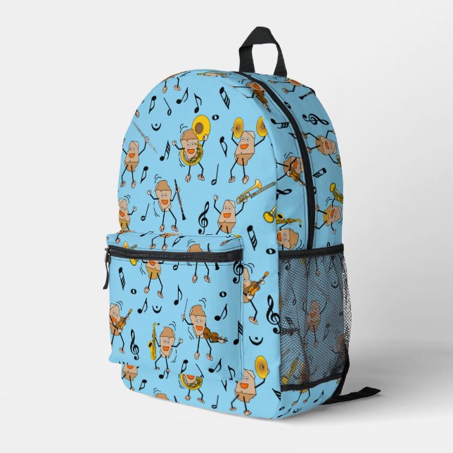 Musical Instruments Rock  Printed Backpack (Back Corner Right)