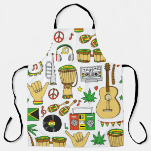 Musical instruments seamless pattern. Reggae backg Apron