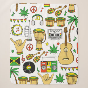 Musical instruments seamless pattern. Reggae backg Sherpa Blanket
