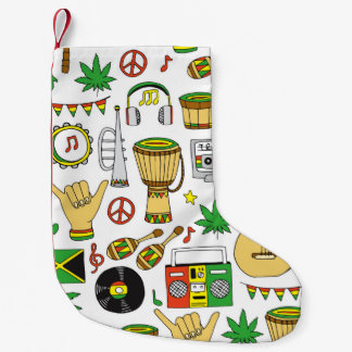 Musical instruments seamless pattern. Reggae backg Small Christmas Stocking