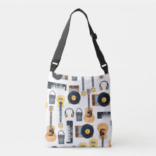 Musical Instruments: Seamless Watercolor Crossbody Bag