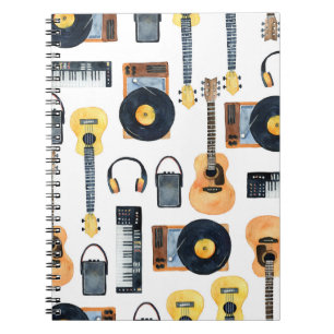 Musical Instruments: Seamless Watercolor Notebook