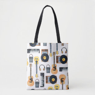 Musical Instruments: Seamless Watercolor Tote Bag