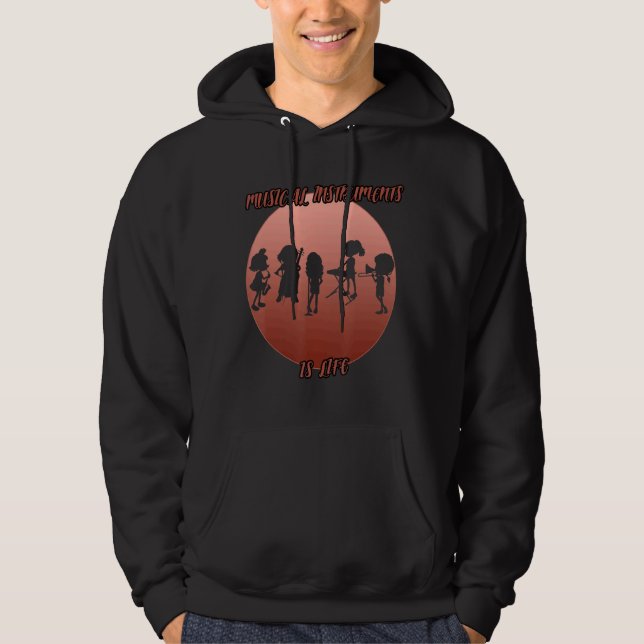 Musical Instruments Shadow In A Red Circle Hoodie (Front)