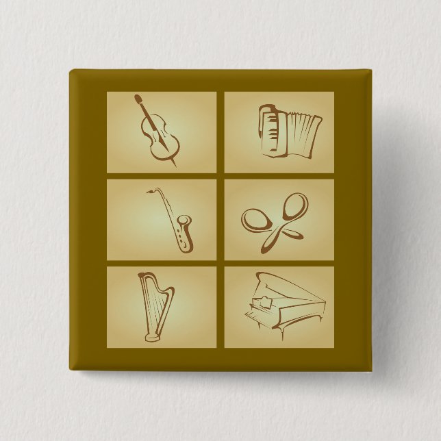 Musical Instruments Sketch 15 Cm Square Badge (Front)