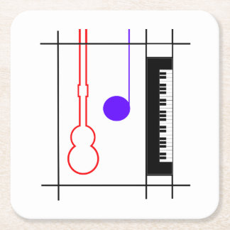 Musical instruments square paper coaster