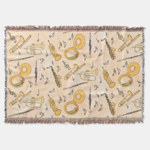 Musical Instruments Throw Blanket