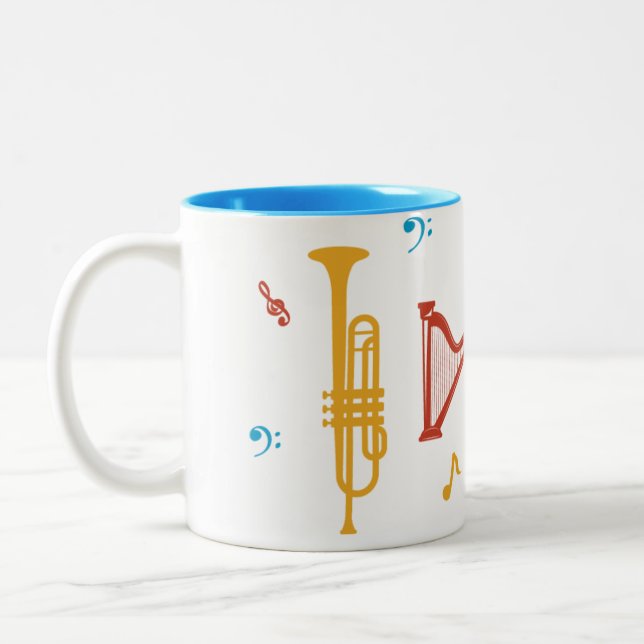 Musical Instruments Two-Tone Coffee Mug (Left)