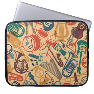Musical Instruments Vintage Seamless Background Laptop Sleeve