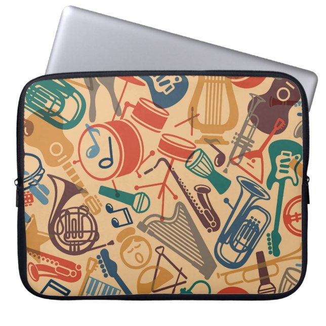 Musical Instruments Vintage Seamless Background Laptop Sleeve (Front)