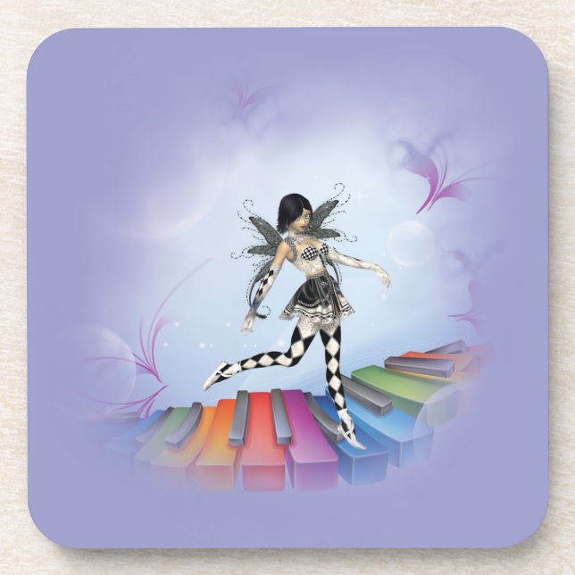 Musical Keyboard Faerie Vignette Coaster (Front)
