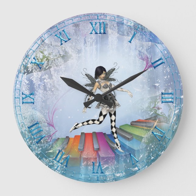 Musical Keyboard Faerie Vignette Wall Clock (Front)