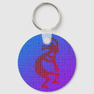 Musical Kokopelli Bright Vibrant Colours with Key Ring