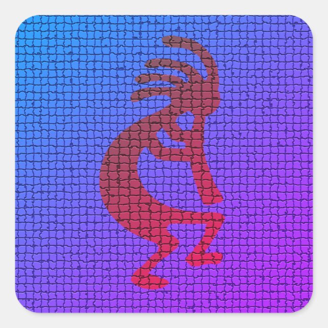 Musical Kokopelli Southwest Symbol Tiles Pattern Square Sticker (Front)