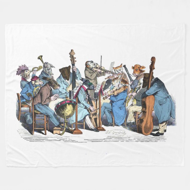MUSICAL LANGUAGE ANIMAL FARM ORCHESTRA  FLEECE BLANKET (Front (Horizontal))