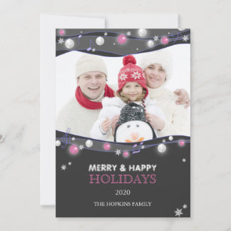 Musical Lights Unique Holiday Family Photo Card