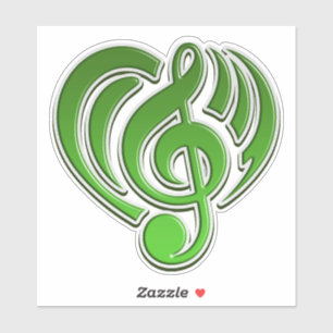 Musical Love Green Heart Music Note DJ