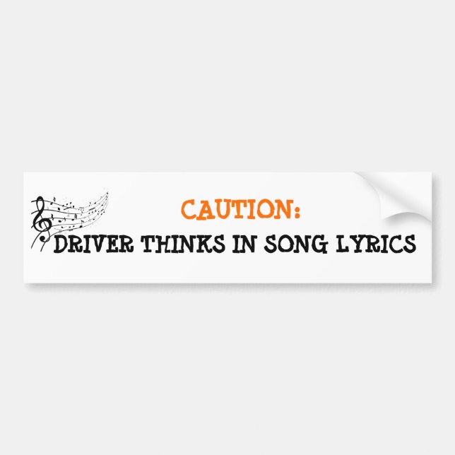 Musical Mind Driver Warning Sign - Funny Song Bumper Sticker (Front)